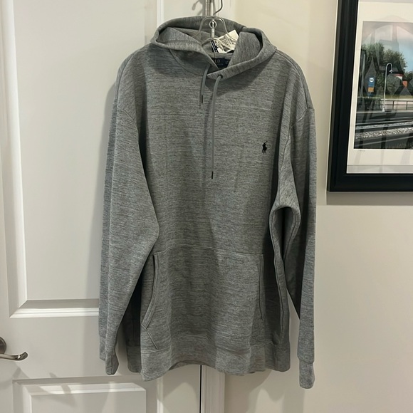 Polo Ralph Lauren Double Knit Hoodie Sweatshirt heather grey Mens XLT
